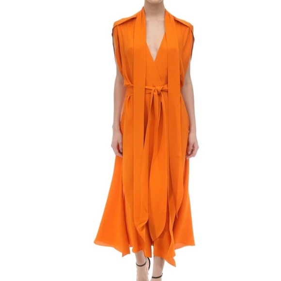 ♦️Petar Petrov Orange Maxi Dress with Tie Detail diamonds ♦️ - Picture 7 of 9